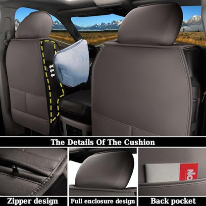 Coverado Dodge Ram Seat Covers Full Set, Waterproof Ram 1500 Seat Cover Compatible with 2002-2026 Dodge RAM 1500 2500 3500 Crew Quad Cab with Curved Bench, Coffee - color: Coffee (curved back), size: FullSet (Curved Back)