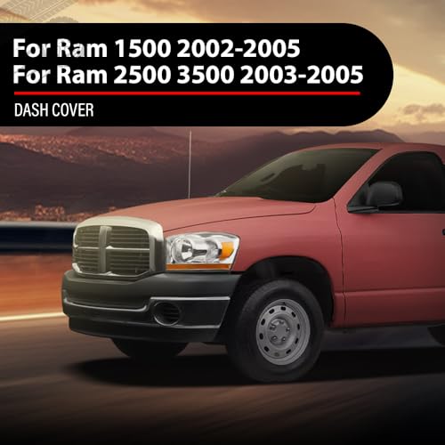 Dash Cover Dashboard Panel, Fit Dodge Ram 1500 2002-2005/2500 3500 2003-2005, Instrument Panel Cover Black - color: BLACK