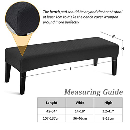 Fuloon Stretch Jacquard Dining Bench Cover - Anti-Dust Removable Bench Slipcover Washable Seat Cushion Protector for Bedroom, Kitchen, Hotel, Banquet (Black) - color: Black