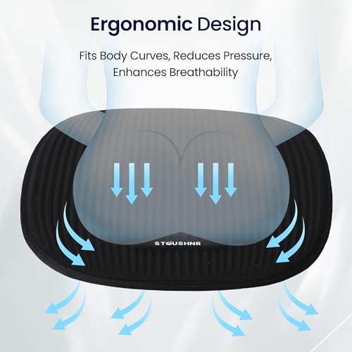 Cooling Gel Seat Cushion for Long Sitting, Black | 3-Second Cooling, Pressure Relief, For Car Seat & Office Chair, Tailbone & Coccyx Support, For Long Sitting