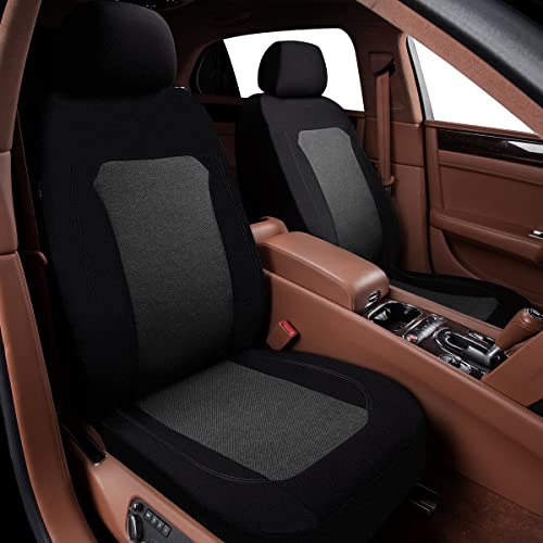 Flying Banner Car Seat Covers Full Set Universal fit Most Car,Truck,SUV and Van Comfortable Airbag Compatible Jacquard & Polyester (Black Gray, Full Set - Low Back) - color: Black Gray
