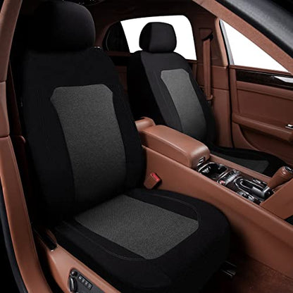 Flying Banner Car Seat Covers Full Set Universal fit Most Car,Truck,SUV and Van Comfortable Airbag Compatible Jacquard & Polyester (Black Gray, Full Set - Low Back) - color: Black Gray