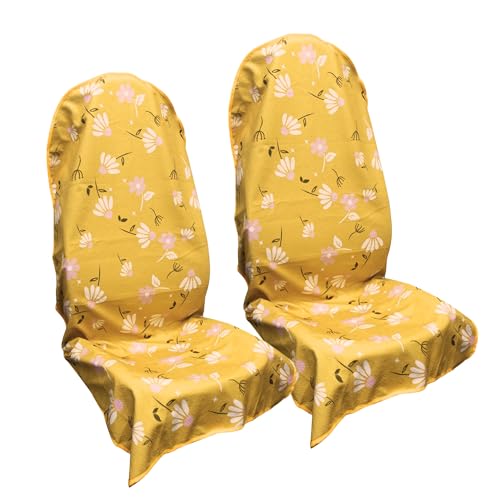 Waterproof Car Seat Cover for Front Seats, Protector for Cars SUVs Trucks, Sweat Towel Seat Covers Bucket for Gym, Workout, Beach, Hiking, Running and Swimming(Chamomile and Yellow, 2PCS) - color: Chamomile and Yellow, size: 2PCS Front Seat Towel