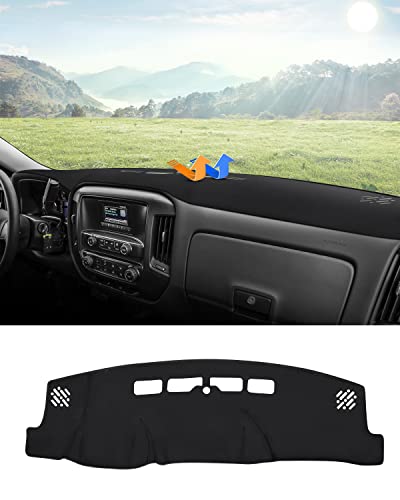 Autorder Dashboard Cover Mat for 2014-2018 Chevy Chevrolet Silverado/GMC Sierra 1500, 2015-2019 Silverado/GMC Sierra 2500HD 3500HD Accessories Dash Cover Flannel Sunshade Glare UV Rays Protector - size: 2014-2018 Silverado