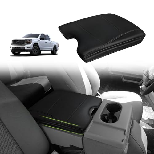 Center Console Armrest Cover Fit for Ford F-150 F150 2015-2026 & F250 F350 F450 2017-2026 Accessories, Comfort Armrest Pad Console Lid Cushion Vegan Leather 1-Inch Extra Thick(Jump Seat ONLY) - size: 2) 15-25 |F150| Jump Seat, +Thick