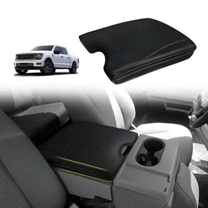 Center Console Armrest Cover Fit for Ford F-150 F150 2015-2026 & F250 F350 F450 2017-2026 Accessories, Comfort Armrest Pad Console Lid Cushion Vegan Leather 1-Inch Extra Thick(Jump Seat ONLY) - size: 2) 15-25 |F150| Jump Seat, +Thick