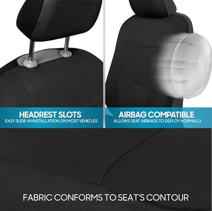 BDK PolyPro Car Seat Covers Full Set in Solid Black, Front and Rear Split Bench Seat Covers for Cars, Easy to Install Car Seats Cover Set and Accessories for Auto Trucks Van SUV - Solid Black - color: Solid Black