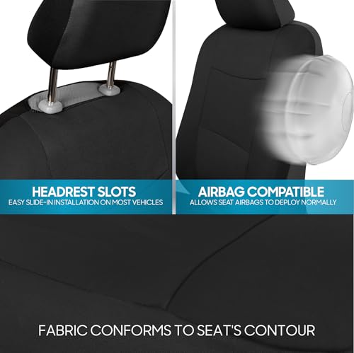 BDK PolyPro Car Seat Covers Full Set in Solid Black, Front and Rear Split Bench Seat Covers for Cars, Easy to Install Car Seats Cover Set and Accessories for Auto Trucks Van SUV - Solid Black - color: Solid Black