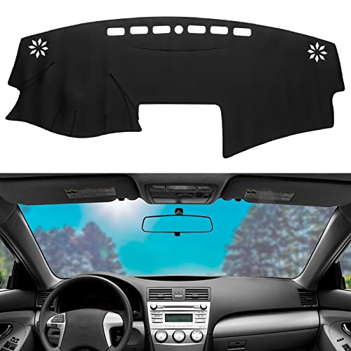Dashboard Dash Mat Cover Leather Dashboard Pad Sun Protection Anti-Vertigo Mat Blanket Compatible for 2007-2011 Toyota Camry(Black) - color: Black, size: 2007-2011 Toyota Camry