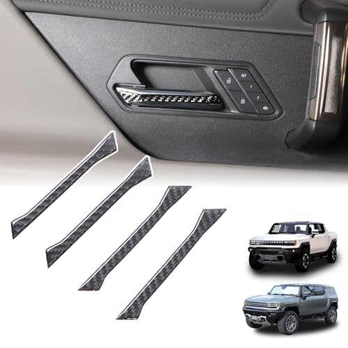 for Hummer EV Accessories Inner Door Handle Bowl Panel Trim Strip for Hummer EV SUV Pickup 2024 2025+ Soft Carbon Fiber Interior Door Pull Handle Cover Trim Garnish 4pcs (Black) - color: Black