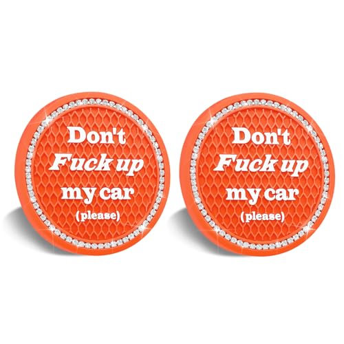 2PCS Bling Car Cup Holder Coaster, 2.75 Inch Anti-Slip Auto Insert Cup Coaster, Universal Interior Decor Accessories Crystal Car Drink Cup Mat Perfect for Women Girls (Orange, 2PCS) - color: Orange, size: 2PCS