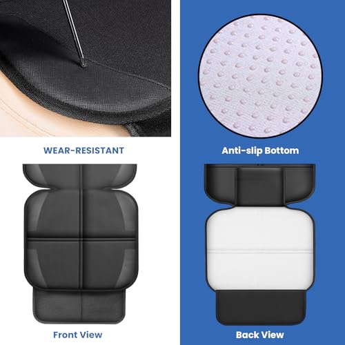 Car Seat Protector for Child Car Seat, Durable 600D Fabric Waterproof Car Seat Cover with Thick Pad Non-Slip Backing，No Imprints (Thicker Black-2pc) - color: Thicker Black-2pc