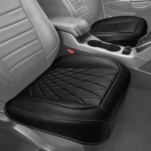 CAR PASS 2 Pack Leather Front Car Seat Covers, Bottom Seat Covers Full Wrapped with Storage Pocket, Anti-Slip Leather Seat Protectors,Waterproof Seat Cushion Pad Universal Fit Sedan SUV Truck, Black - color: All Black, size: Two Pieces Bottom