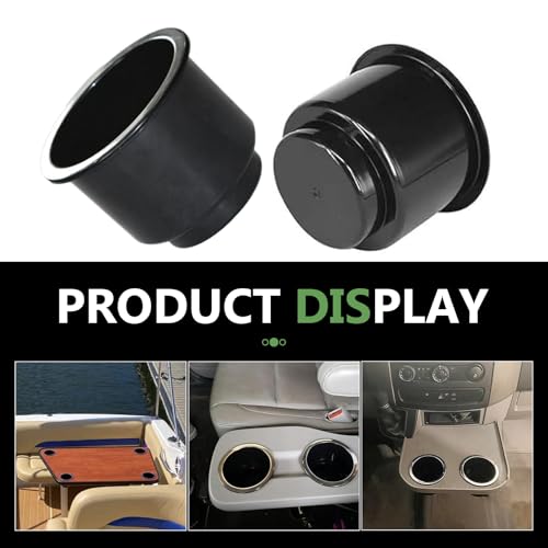 2PCS Car Cup Holder Inserts, Large Capacity Plastic Drop-In Cup Drink Holder, Recessed Chrome Couch Cups Holders Insert, 3.74" - 4.1" Base, Universal for RV Boat Car Couch Golf Cart (Black)
