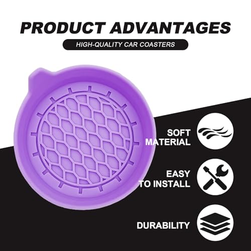 4-Pack Universal Cup Holder Coasters, Black Silicone Inserts - Keep Your Car Clean with Non-Slip & Spill-Proof Coasters for All Vehicles (Purple) - color: Purple