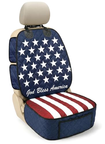 Waterproof Front Seat Car Cover, 1 Pack, Dog Car Seat Cover with Side Flaps, Nonslip Scratchproof, for Cars, Trucks, SUVs, Jeep (Stars & Stripes, Front Seat Cover)