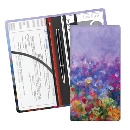 Leather Car Registration and Insurance Card Holder, Cute Car Accessories Vehicle Glove Box Car Organizer for Documents, Cards, License Abstract Watercolor Flower - color: Abstract Watercolor Flower