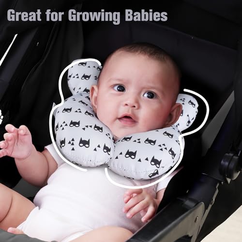 KAKIBLIN Baby Travel Pillow for Head and Neck, Upgraded Baby Support Pillow, Baby Neck Pillows for Car Seat,Pushchair,Travel, Grey - color: Grey