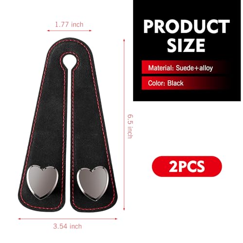 2 PCS Car Seat Hooks, Suede Heart-Shaped Double Hooks Headrest Organizer, Heavy-Duty Multi-Functional Auto Back Seat Phone Holder, Universal for Most Cars (Black)