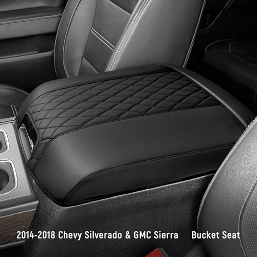 ZZEQYG Center Console Cover for Chevy Silverado/GMC Sierra 2014-2018, Tahoe & Suburban & Yukon 2015-2020, Car Armrest Cover Accessories(Fits Bucket Seat Console Only) - color: For Silverado/Sierra 2014-2018(Bucket Seat)