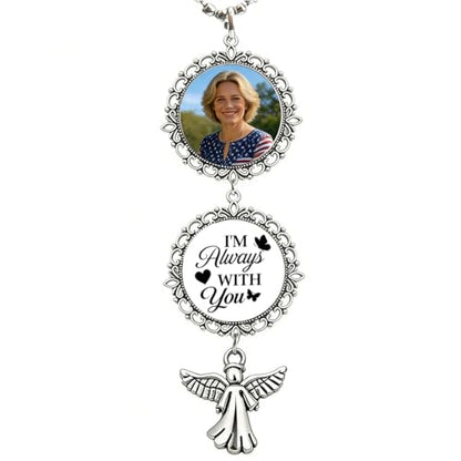 Custom Photo Pendant - Personalized Memorial Car Charm Interchangeable Charms (Wings/Heart)(gem-5) - color: Gem-5