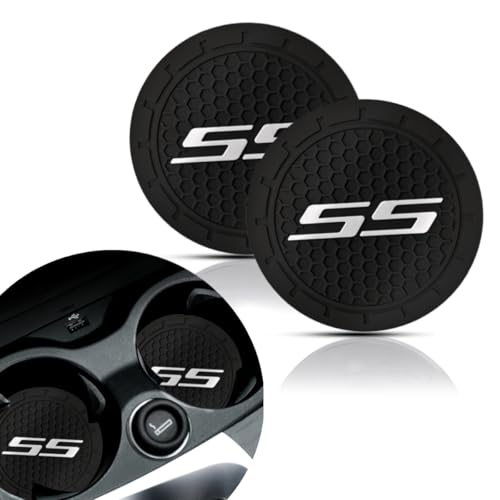 2Pcs Car Cup Holder Coaster for Camaro SS Accessories Auto Anti Slip Cup Holder Insert Coaster Car Interior Accessories (SS White) - color: Ss White