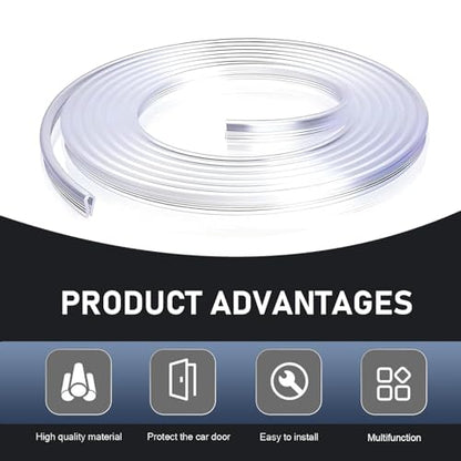 Car Door Edge Guards, 16.4 Ft U-Shaped Anti-Collision Protection Strips for Car Windows Hood Trunk, PVC Flexible Cuttable Sealing Decorative Strips, for Most Cars Furniture Bags (Transparent)