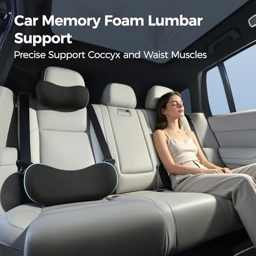Lumbar Support Pillow - Back Pain Relief Cushion, Fits Tightly Around the Coccyx, Ergonomics Memory Foam, Skin-Friendly Fabric, Fit Car Drive, Office Chair, Rest Seat, Wheelchair (Black) - color: Black