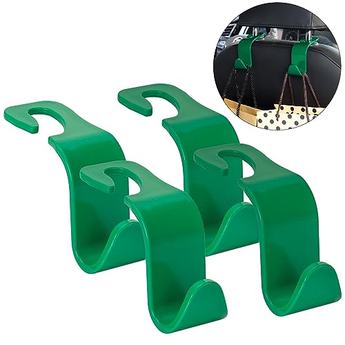 Soleebee 4 Pack Car Headrest Hooks - Universal Auto Hooks, Back Seat Hangers, Storage Organizer (Green) - color: Green