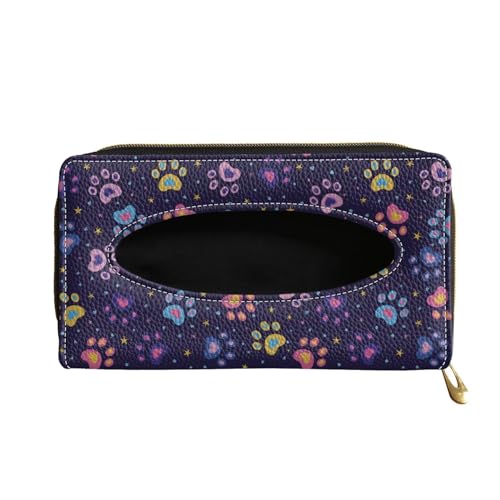 Leather Visor Tissue Holder Car Tissue Holder for Car Cow Colorful Dog Paws Pattern Standard Tissue Holder PU Leather Napkin Holder - color: Colorful Dog Paws Pattern