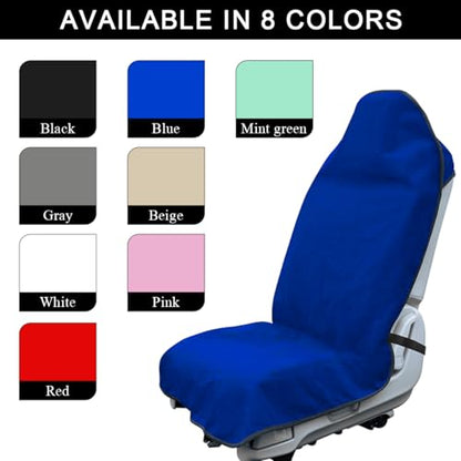 2PCS Car Towel Seat Cover, Waterproof Sweating Non-Slip Premium Soft Towel Carseat Protector, Universal Machine Washable Car Truck SUV Front Seat Cover for Gym Workout Beach Hiking (Blue) - color: Blue, 2pcs, Front
