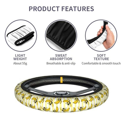 Banana Steering Wheel Covers Non Slip Neoprene Universal 15 Inch Steering Wheel Protector Car Cover for Men Women - color: Banana