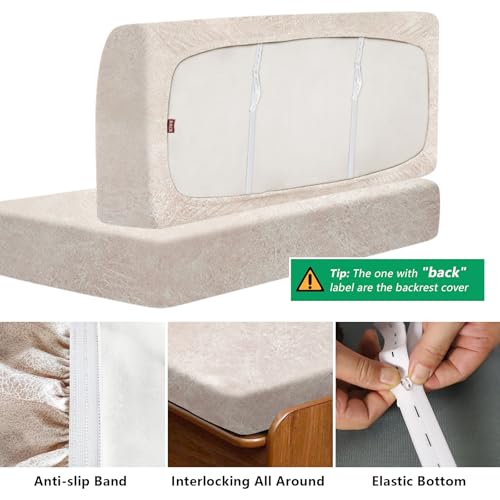 molasofa Leather Like RV Dinette Cushion Covers, RV Booth Seat Cover Stretchable Camper Cushion Couch Covers Washable Slipcovers for Camper Car Bench (1 Backrest Cover & 1 Bench Cover, Beige) - color: Beige02, size: 1 Bench Cover & 1 Backrest Cover