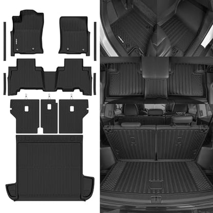 Naibeve Floor Mats for 2013-2024 Toyota 4Runner 5 Seats - All Weather for Toyota 4Runner Floor Mats & Cargo Mats & Seats Back Cover Behind 2rd Row Waterproof Interior Accessories - size: 6)4Runner 5 Seats|2013-2024