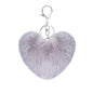 Cute Faux Rabbit Fur Ball Pom Pom Keychain Car Key Ring Handbag Tote Bag Pendant Purse Charm - color: Heart-grey
