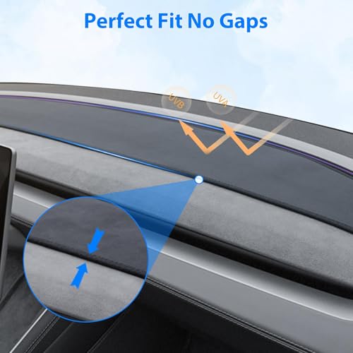Eonflux New 2025 Dashboard Cover for Tesla Model Y Juniper Accessories, Anti-Glare Sun Protection Suede Dash Mat, Custom Fit No Glare Dashboard Pad for Tesla Model Y Juniper (2025-2026), Black