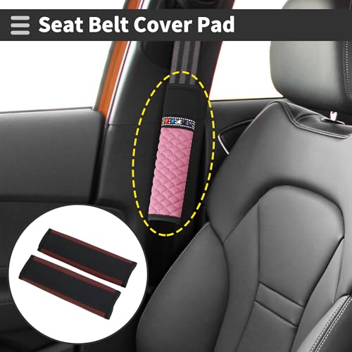 Black Claret Seat Belt Cover Pad Faux Leather 24cm Seatbelt Strap Cushion Shoulder Padding 2 Pcs - color: Black,Claret