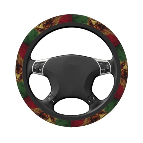 Jamaican Lion Flag Universal Steering Wheel Covers, Cute Car Accessories for Women Girls Car Truck - color: Jamaican Lion Flag