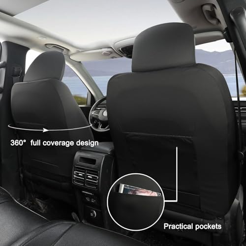 GIANT PANDA Front Car Seat Covers Custom Fit Hyundai, Faux Leather Automotive Bucket Seat Covers for Hyundai Sonata Elantra Tucson Santa Fe Accent Kona Palisade Genesis Venue Ioniq (Black) 2 Pack - color: Black—Diamond Stitch