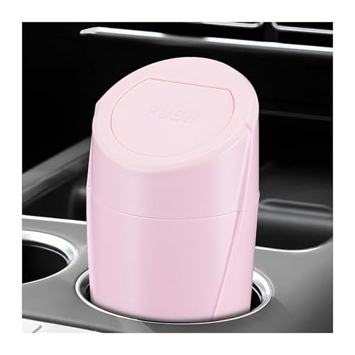Car Trash Can Bin with Lid, Leakproof Portable Garbage Trash Bin Mini Cup Holder Organizer, Automotive Interior Dustbin Multipurpose Storage Container for Car Home Office (Pink) - color: Pink
