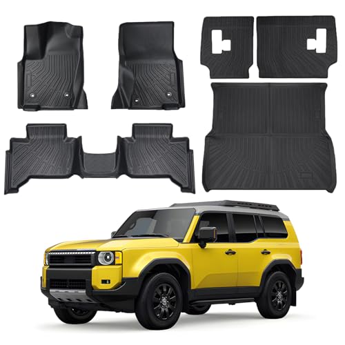 KUST Floor Mats Cargo Mat Set for 2024 2025 2026 Toyota Land Cruiser 5 Seats, All Weather Trunk Mat Back Seat Protector for Land Cruiser Accessories TPE Rubber Cargo Liner High Side - style: For │ Land Cruiser 2024-2026 │ Full Set