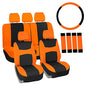 FH Group Full Set Cloth Car Seat Covers , Universal Fit combo, Low Back Front Seat Covers, Airbag Compatible, Split Bench Rear Seat, Washable Seat Cover for SUV,Sedan,Van Orange - color: Orange