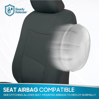 BDK PolyPro Car Seat Covers Full Set in Solid Charcoal – Front and Rear Split Bench Seat Covers for Cars, Easy to Install, Accessories for Auto Trucks Van SUV - color: Solid Gray