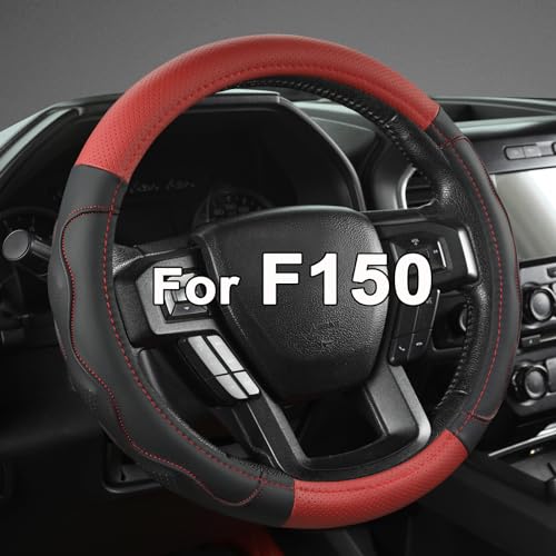 West Llama Car Steering Wheel Cover for Ford F-150, F-250, F-350, Expedition with 3D Texture (Black+Red-Large Size) - color: Red+Black