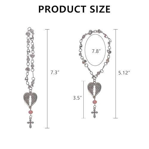 Steering Wheel Cross - Car Rosary Charm with Crystal Beads | Christian Gift for Car & Rearview Mirror | Protective Blessing Ornament | 2 Pack