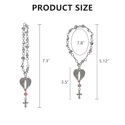 Steering Wheel Cross - Car Rosary Charm with Crystal Beads | Christian Gift for Car & Rearview Mirror | Protective Blessing Ornament | 2 Pack