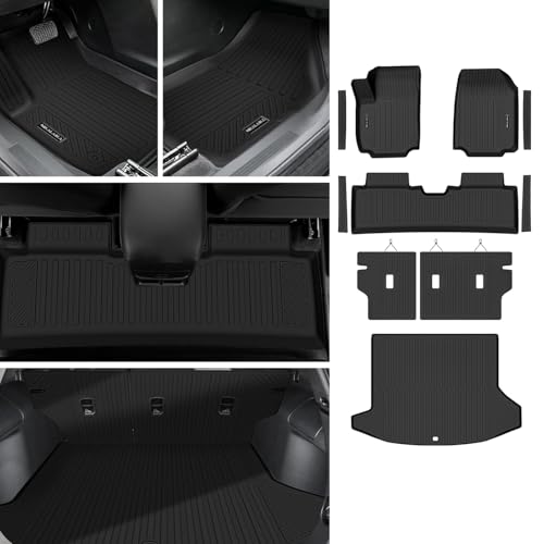 Floor mats & Trunk Mat & Backrest Mat Fit for 2025 2026 Chevy Equinox Fuel (Non EV)/GMC Terrain Cargo Mat All Weather TPE Protection Waterproof Floor Liners 2025 Equinox Accessories,Black - size: Full Set Mats for 2025 2026 Equinox