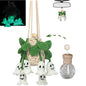 ROFIGL Handmade Crochet Hanging Car Air Freshener - Glow-in-the-Dark Lily of the Valley Plant with 12ml Refillable Essential Oil Diffuser Bottle, Halloween Car Accessories & Bedroom Nightlight Decor - style: Lily Ghost