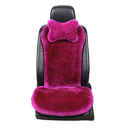 OGLAND Fluffy Fuzzy Sheepskin Car Seat Covers for Universal Soft Cozy Fuzzy Auto Wool Seat Cushion Accessories Automobiles(3 Pack Front, Magenta) - color: Magenta