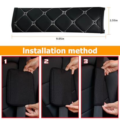 HZEL 2PCS Car Seat Belt Cover, Breathable Leather Automotive Safety Seatbelt Shoulder Strap Protector, Soft Harness Pad to Protect Neck Shoulder, Universal Vehicle Interior Accessories (Gray) - color: Gray